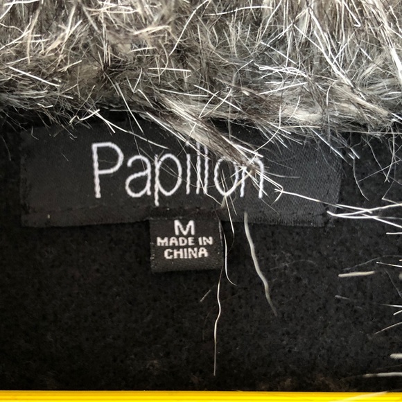 Faux fur collar flower embroidered cardigan duster - Picture 11 of 16